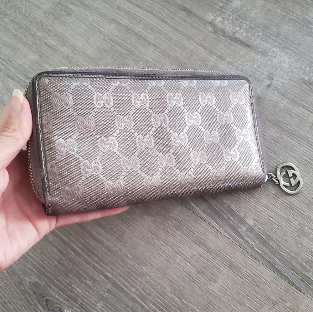 gucci metallic zippy zip around wallet
